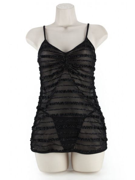 TUBE DRESS & G- RUFFLE BLACK M