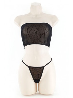 TUBE TOP & G-WAVY LACE BLACK M