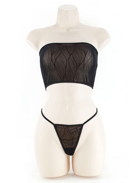 TUBE TOP & G-WAVY LACE BLACK M