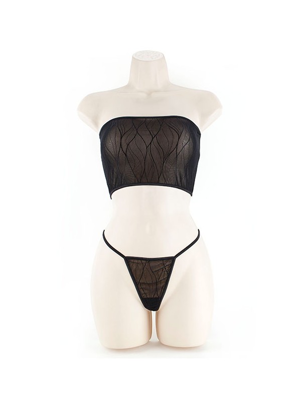 TUBE TOP & G-WAVY LACE BLACK M