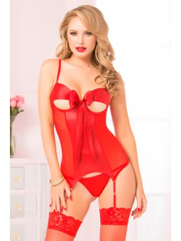 Two piece merrywidow set Red O/S