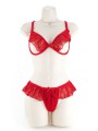 UNDERWIRE BRA & G-LACE RED 2XL