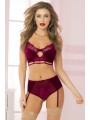 VELVE & LACE LONG LINE BRA & PANTY WINE