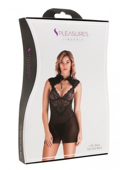 Vestido Encaje Floral Negro TU