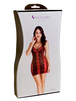 Vestido Encaje Floral Rojo/Negro TU