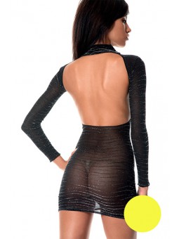 VESTIDO MINI LUREZ C/MANGAS AMARILLO