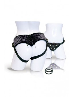 VIBRATING CORSETTE STRAP-ON - BLACK