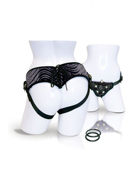 VIBRATING CORSETTE STRAP-ON - BLACK