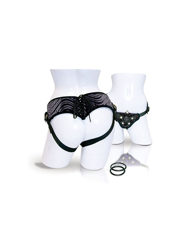 VIBRATING CORSETTE STRAP-ON - BLACK