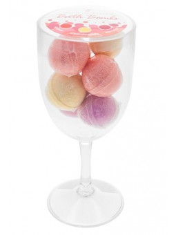 Wine Glass w/ 6 Wine Scented Bath Bombs