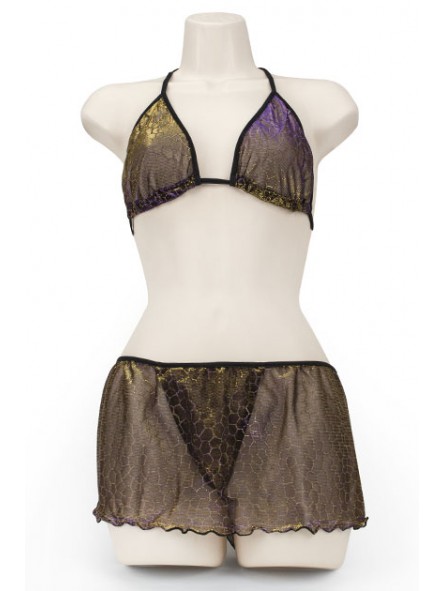 BRA & SKORT IRIDESCENT BLACK