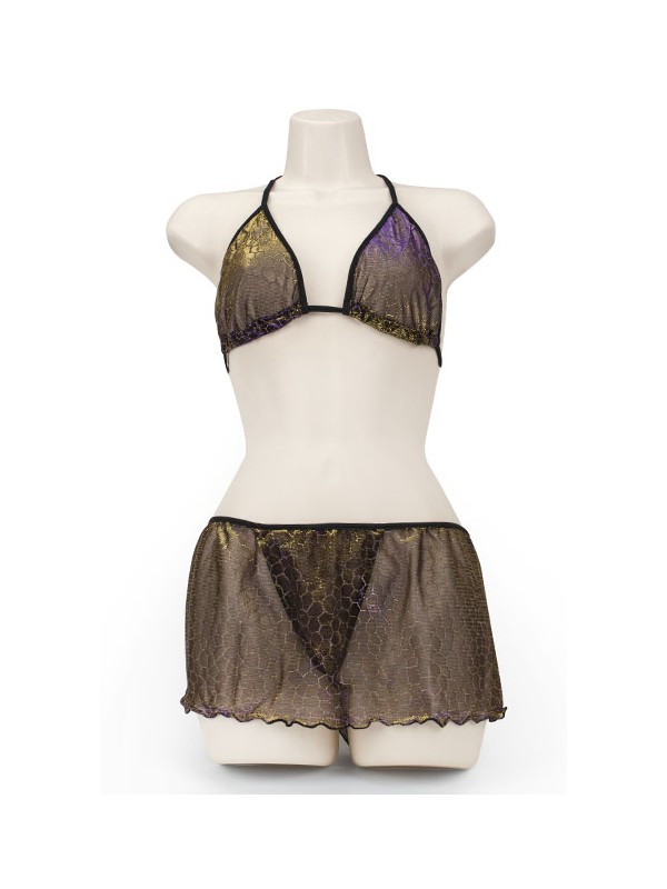 BRA & SKORT IRIDESCENT BLACK