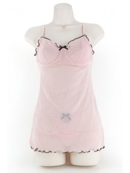 CHEMISE & G, DOT MESH PINK M