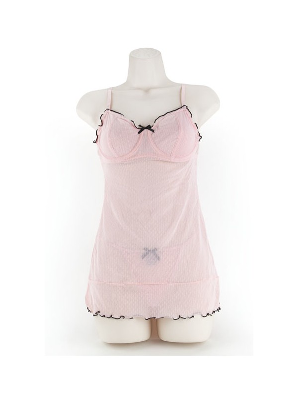 CHEMISE & G, DOT MESH PINK M