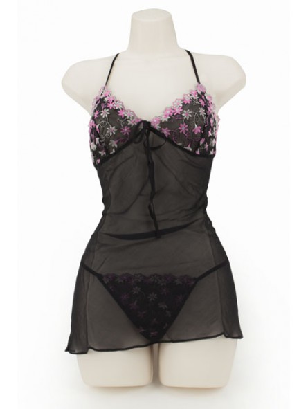 CHEMISE SET-DAISY LACE BLACK
