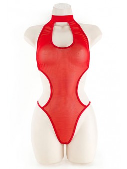 CHOKER TEDDY, MESH RED L