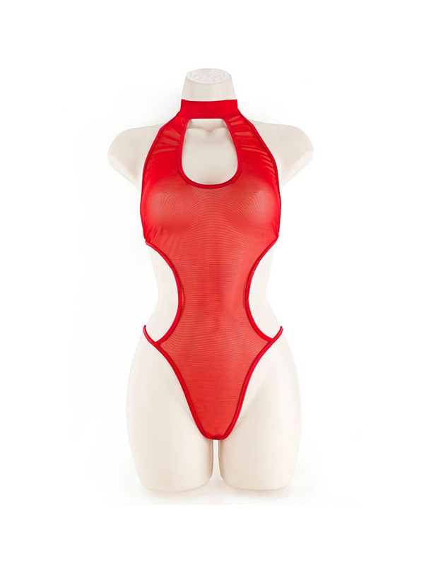 CHOKER TEDDY, MESH RED L