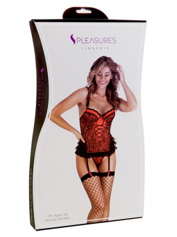 Conjunto Bustier Volantes Negro/Rojo TU