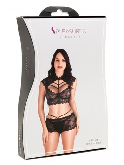 Conjunto Top-Mini Falda Encaje Negro TU