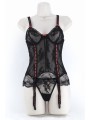 CORSET & G W/RIBBON BLACK XL