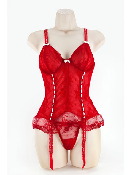CORSET & G W/RIBBON RED S