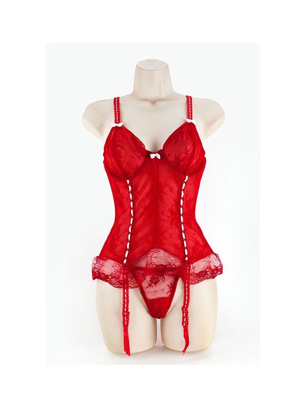 CORSET & G W/RIBBON RED S