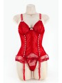 CORSET & G W/RIBBON RED S