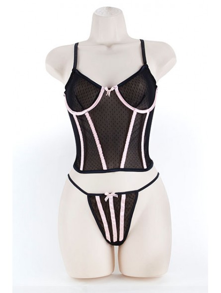 CORSET & G, DOT MESH BLACK M