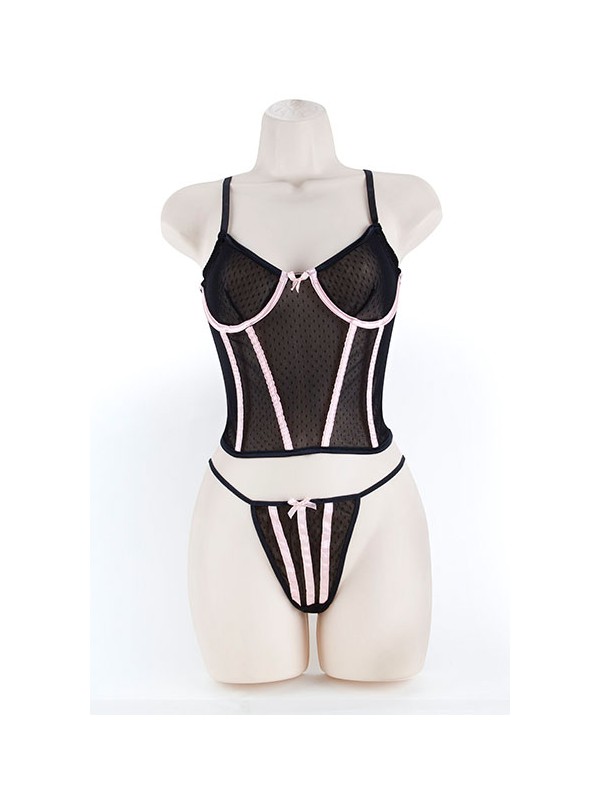 CORSET & G, DOT MESH BLACK M
