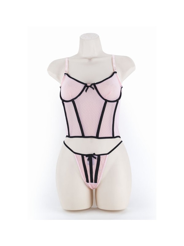 CORSET & G, DOT MESH PINK XL