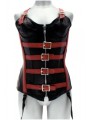 CORSET NEGRO C/ ROJO,CUERO HEBILLAS C/TANGA TM