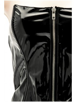 CORSET NEGRO, CHAROL, TANGA CREMALLERA T M