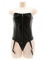 CORSET NEGRO,CUERO C/TANGA TM