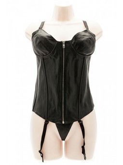 CORSET NEGRO,CUERO CREMALLERA TM