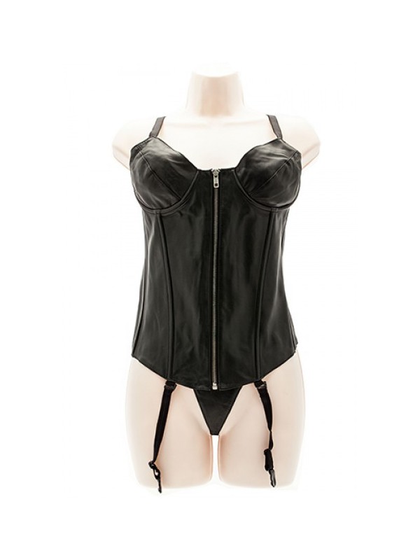 CORSET NEGRO,CUERO CREMALLERA TM
