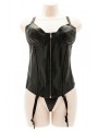 CORSET NEGRO,CUERO CREMALLERA TM