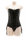 CORSET NEGRO,CUERO HEBILLAS C/TANGA T M