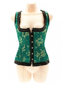 CORSET VERDE SEDA Y PIEL, CHINO T M