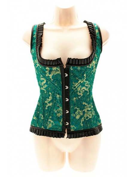 CORSET VERDE SEDA Y PIEL, CHINO T M