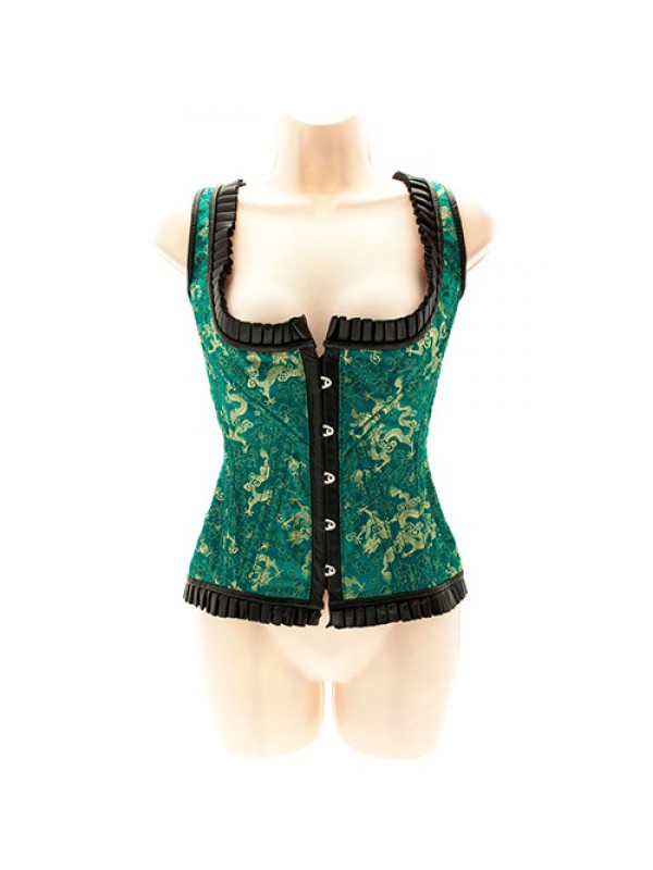 CORSET VERDE SEDA Y PIEL, CHINO T M