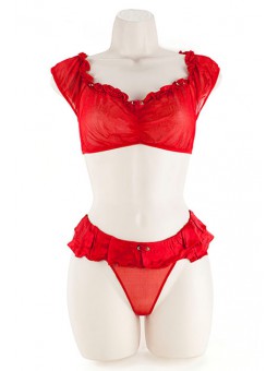 CROP TOP SET, ROSEBUDS RED 2XL