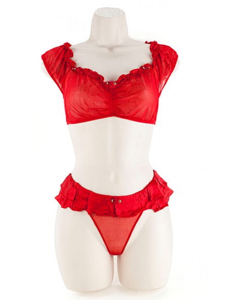 CROP TOP SET, ROSEBUDS RED 2XL