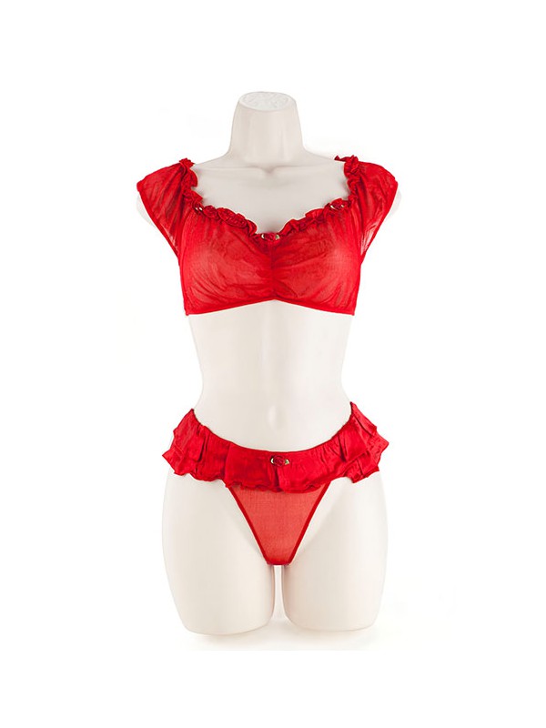 CROP TOP SET, ROSEBUDS RED 2XL