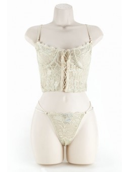 CROPPED LACE BUSTIER/G IVORY L