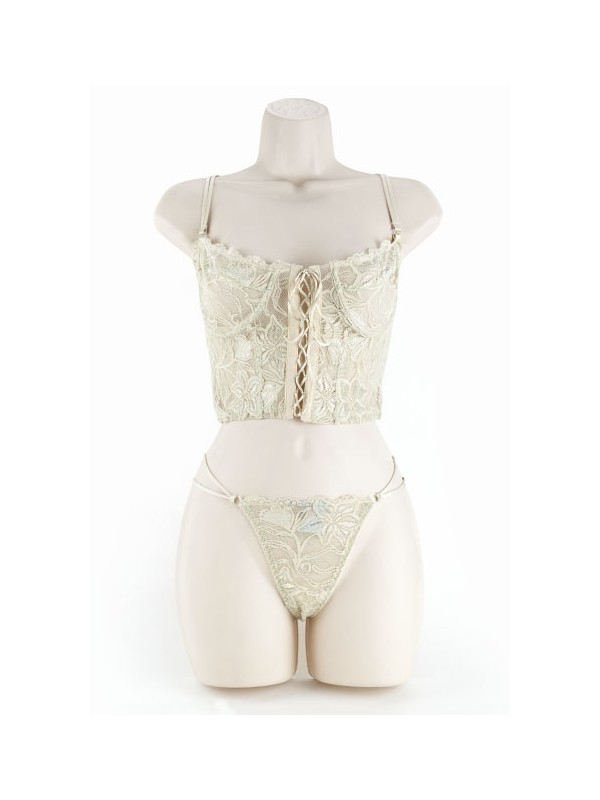 CROPPED LACE BUSTIER/G IVORY M
