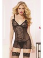 CUPIDS BOW CHEMISE&THONG NEGRO TU