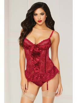 2PC BUSTIER SET WINE M