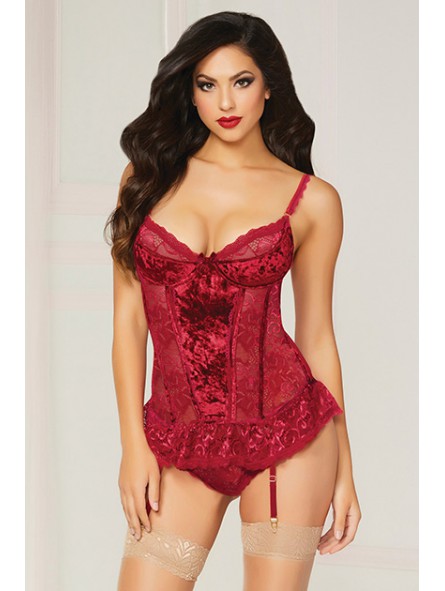 2PC BUSTIER SET WINE M