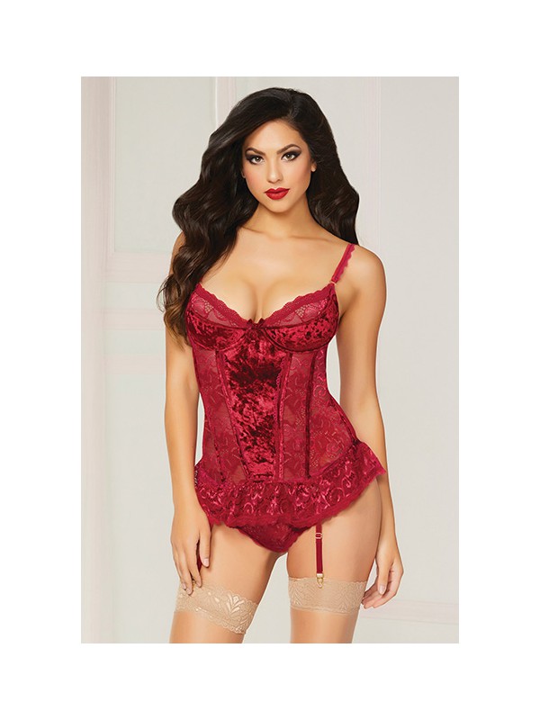 2PC BUSTIER SET WINE M