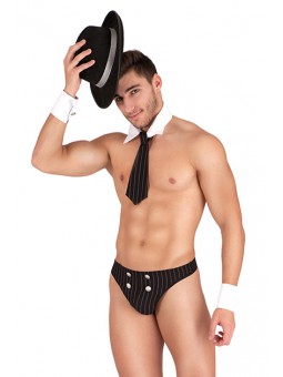 Disfraz mafioso Set Negro/Blanco TU
